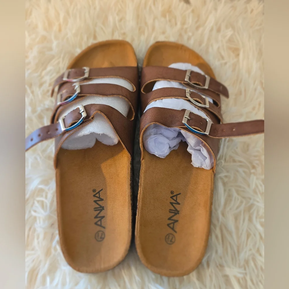 Anna Glory Women's Casual Buckle Strap Sandal Flip Flop Platform Footbed Sz 7.5 - Picture 4 of 10